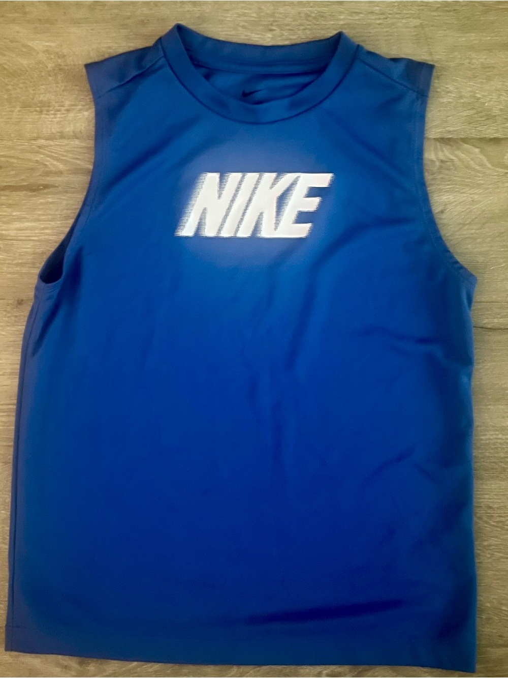 Nike Boys Dri-FIT Royal Blue Graphic Sleeveless Training Tank Top Size Large